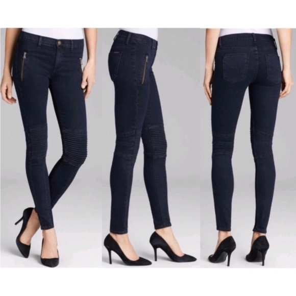 Hudson Jeans Stark Moto Pant Skinny Blue Wild Dark Wash Blue Size 27 (4) New NWT - Picture 3 of 12